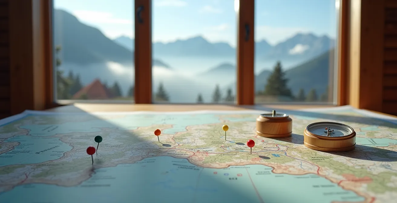 Carte topographique de la Suisse avec les principales zones de saut et leurs accès depuis les centres urbains