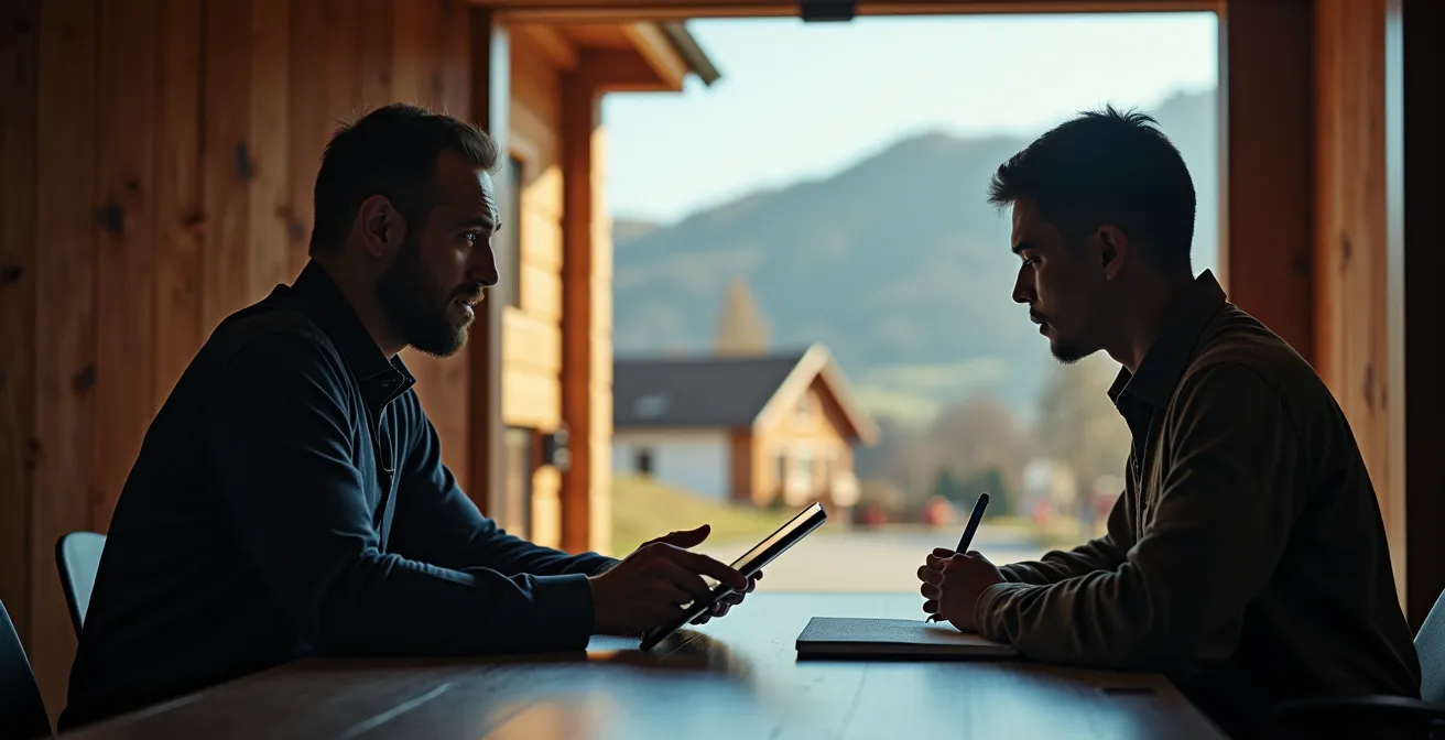 Mentor et élève analysant une vidéo de saut dans une dropzone suisse
